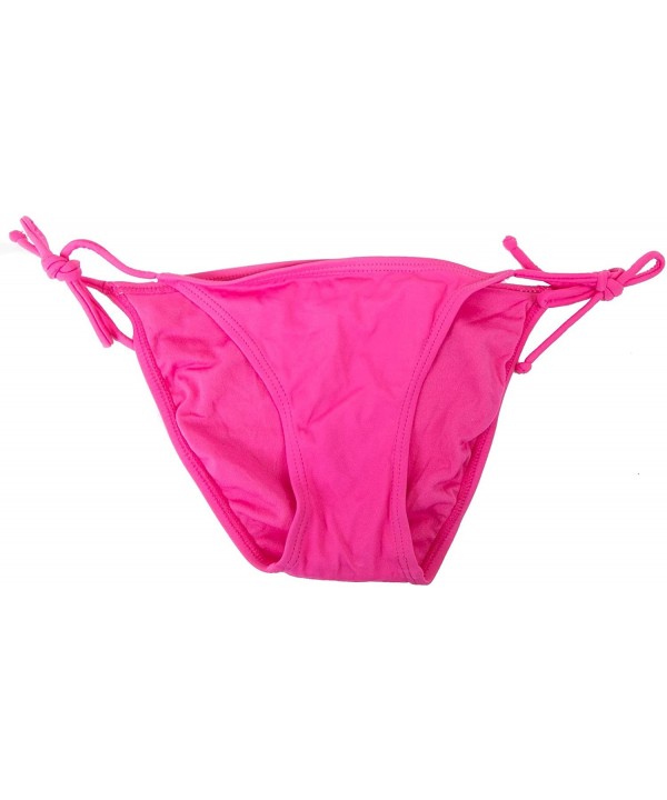 Womens Solid Pink Tie Side Bikini Swim Bottom X-Large Hot Pink - CG188TRNKDS $20.61-Tankinis