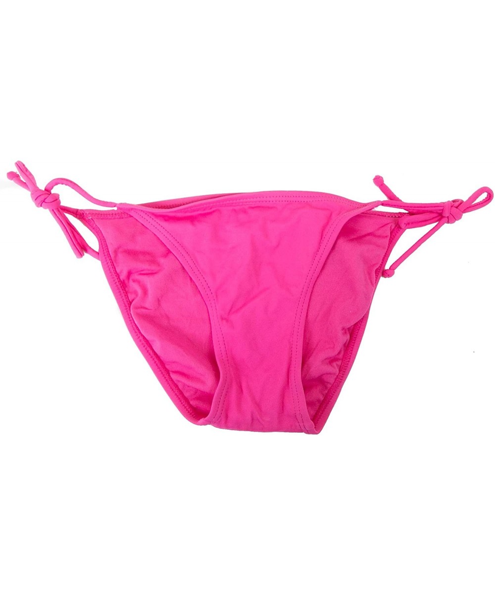 Womens Solid Pink Tie Side Bikini Swim Bottom X-Large Hot Pink - CG188TRNKDS $20.61-Tankinis