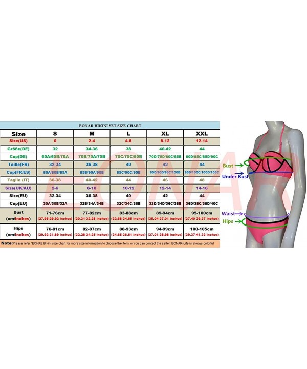 Womens Removable Padded Push Up Bikini Set Tie Side Swimsuit Swimwear - Blue 14 - CL18YSXMN0E $26.22-Sets