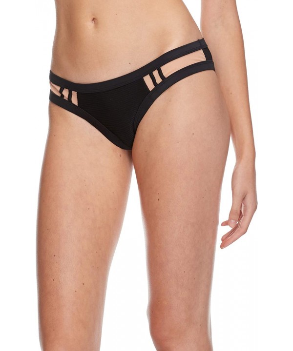 Junior's Guava Audrey Low Rise Bikini Bottom - Scandal Ribbed Black - C118HW68QQL $18.80-Tankinis