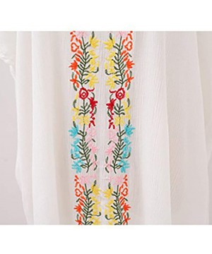 Women Casual Embroidered Bikini Swimsuit Cover Up Holiday Beach Long Dresses - White - CV1935YZD0L $16.83-Cover-Ups