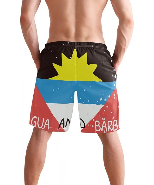 Distressed Antigua and Barbuda Flag Men's Swim Trunks Water Beach Shorts with Pockets - C418GSQ2IM5 $22.98-Trunks