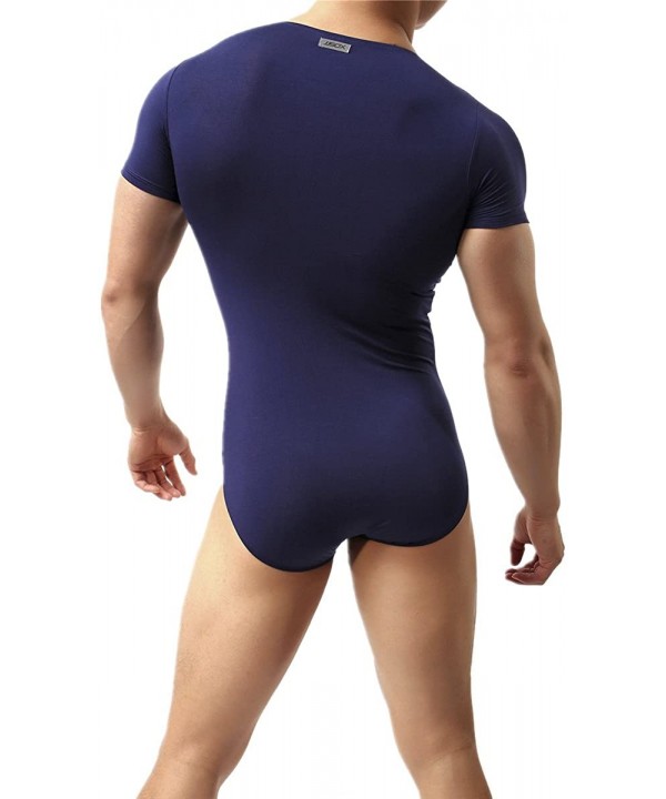 Mens Suspenders Wrestling Singlet Leotard Thong Bodysuit Jumpsuit Briefs Swimwear - Jumpsuit (Navy) - C5189ZRCRKR $21.44-Racing