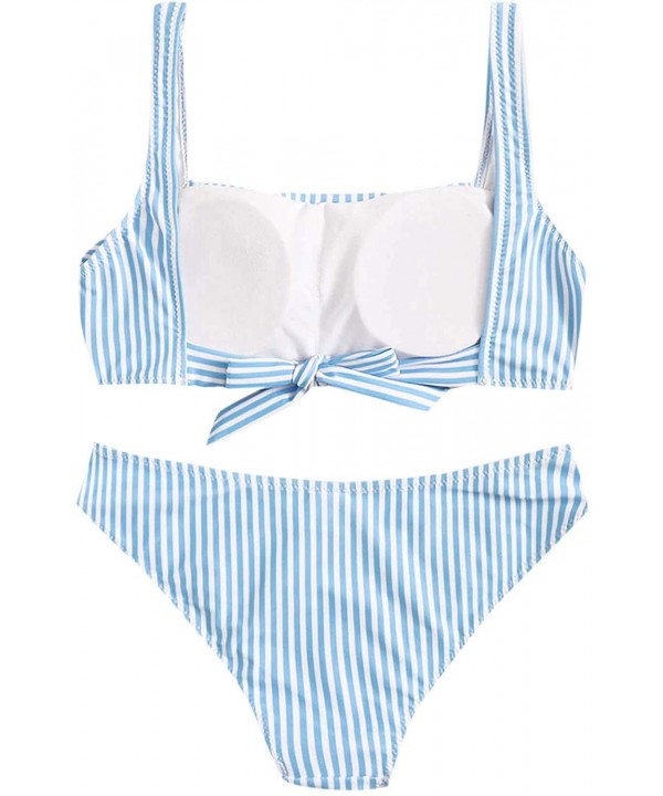 Women's Swimwear Set Solid Scoop Neck High Waisted Bikini Swimsuits - Stripe - C8192RKXDSA $19.82-Sets