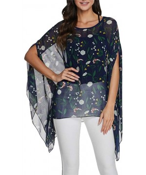 Batwing Tops for Women Summer Bohemian Chiffon Blouse Floral Loose Shirt Beach Tunic Tops - 02-067 - CN192R6T7CW $14.99-Cover...