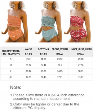 Womens 2 Pieces Bandeau Bikini Swimsuits Off Shoulder High Waist Bathing Suit - As Picture - CK19039XCLS $25.78-Sets