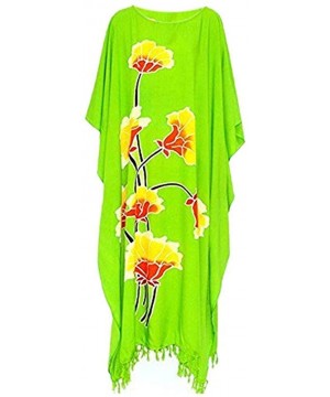 Lotus Floral Beach Kaftan Cool Ladies Long Womens Holiday Summer Flower Plus - Green - C611K7D7ZL9 $34.75-Cover-Ups