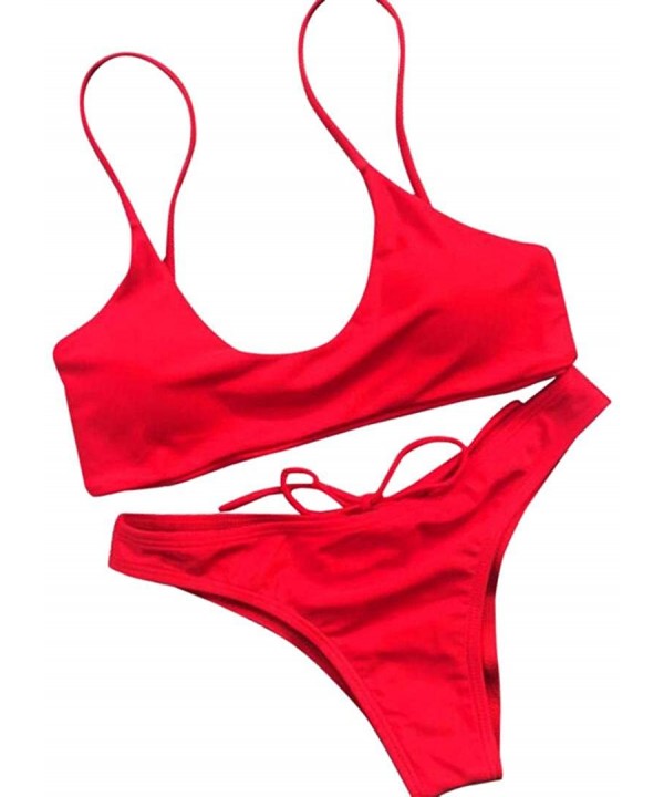 Swimsuit xs for Petite Women Push-Up Padded Bra Beach Bikini Set Sexy Ladies Swimwear Two Pieces Elastic - Red - CH180O8OEKI ...