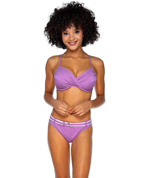 Women's Zuma Belted Hipster Bikini Bottom Swimsuit - Iris - CN193RYLALK $32.44-Tankinis