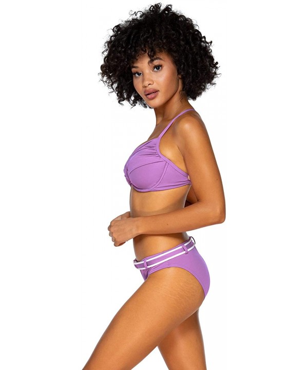 Women's Zuma Belted Hipster Bikini Bottom Swimsuit - Iris - CN193RYLALK $32.44-Tankinis