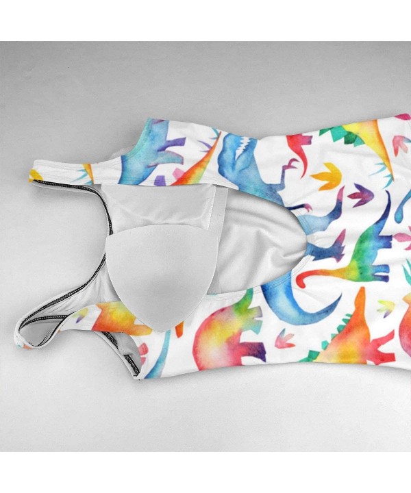 Women's Charming Hawaii Flower Print One-Piece Swimsuit - Catoon Dinosaur - C018YDOU5UG $36.41-Racing