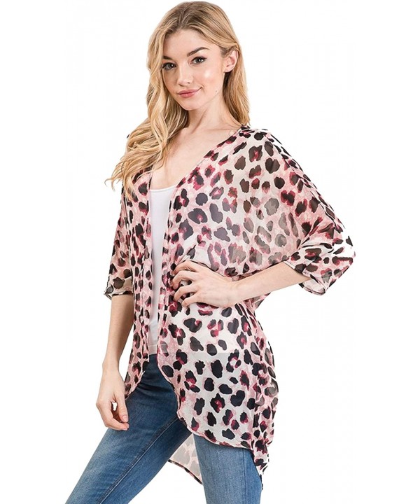 Women's Solid Floral Print Casual Comfy Kimono Sleeve Open Front Cardigan Capes Plussize - Hcd00461 Animal Mauve - C118USQSR5...