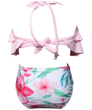 Bikini Swimsuit for Women Retro Flounce High Waisted Beach Two Piece - Pink Style 1 - C318S79OM49 $21.24-Sets