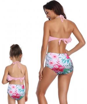 Bikini Swimsuit for Women Retro Flounce High Waisted Beach Two Piece - Pink Style 1 - C318S79OM49 $21.24-Sets