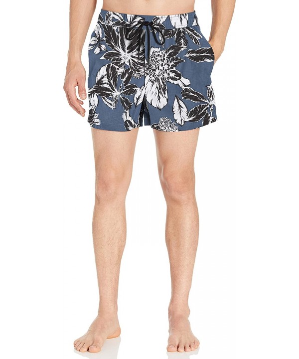 Men's 5" Inseam Swim Trunk - Navy Large Floral - CL18KZ88S5T $25.30-Trunks