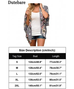 Women's Floral Print Kimono Cardigan Loose Cover Up Casual Blouse Tops - A-gray - CN19798RA2Q $11.76-Cover-Ups