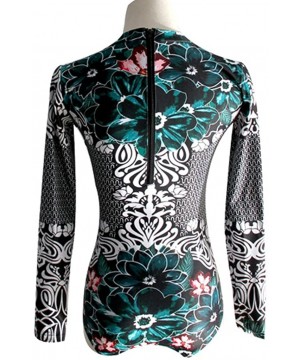 Women's One Piece Swimsuits Zip up Floral Long Sleeve Rash Guard Swimwear - Sexy - CD187NWQZNL $38.19-Rash Guards