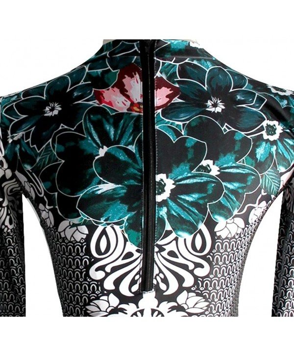 Women's One Piece Swimsuits Zip up Floral Long Sleeve Rash Guard Swimwear - Sexy - CD187NWQZNL $38.19-Rash Guards