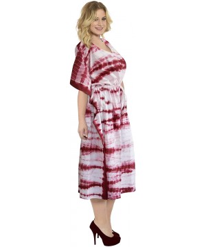 Women's Maxi Kaftan Boho Dress Sleep Wear Swim Cover Ups Embroidered - Pink_t875 - CI12BVXZUR9 $25.87-Cover-Ups