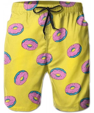 Boys Board Shorts Cartoon Donut Yellow Quick Dry Swim Surf Trunks - CT18QMH7WCA $30.22-Trunks