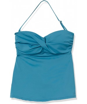 Women's Twist Front Bandeau Tankini Top - Blue - CL195M22SZG $16.56-Tops