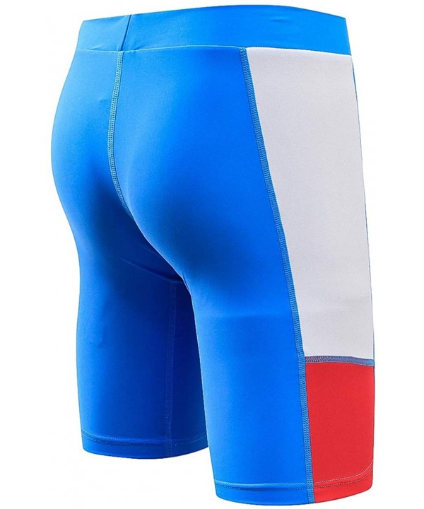 Men Jammer Chlorine Resistant Drawstring Racing Swim Trunk - Blue - CG18R5CSHQ4 $14.57-Racing