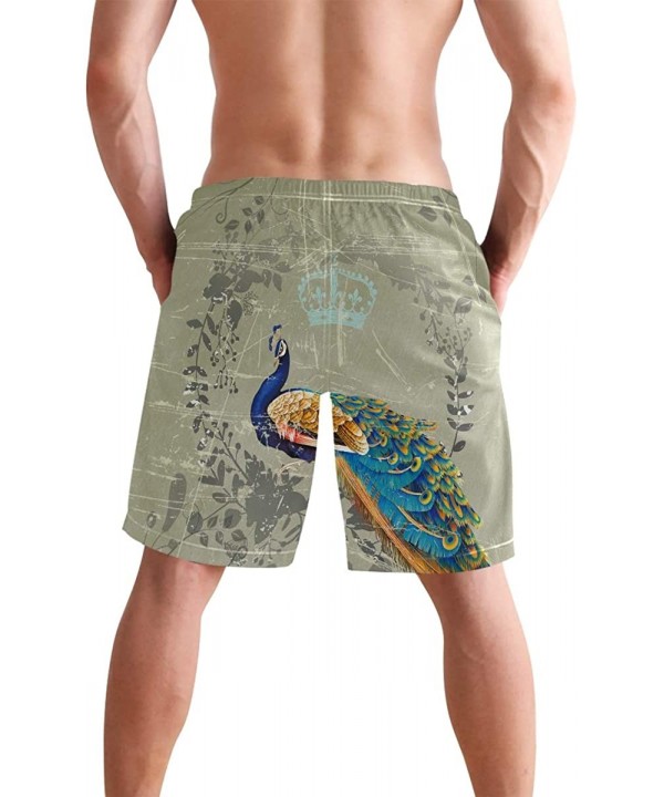 Men's Swim Trunks Vintage Peacock Art Quick Dry Beach Board Shorts with Pockets - Vintage Peacock Art - CJ18QOR4NGI $20.77-Bo...