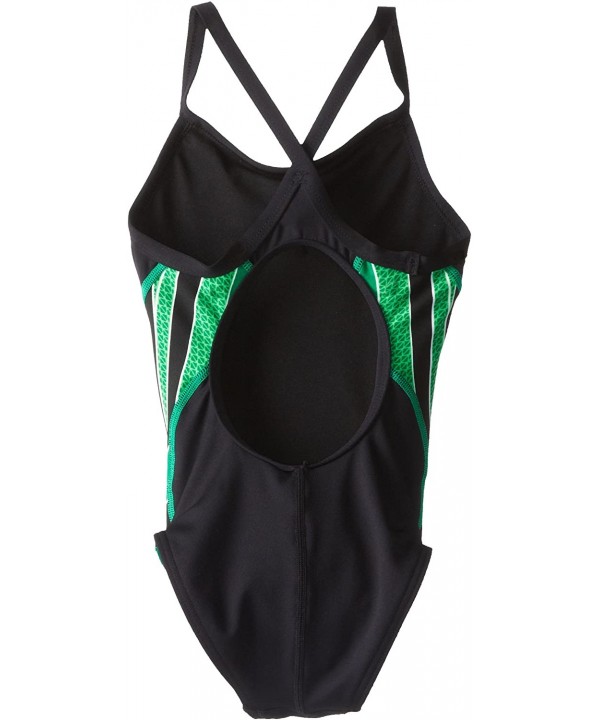 SPORT Girl's Phoenix Splice Diamondfit Swimsuit - Black/Green - C011EF3NX9F $49.39-Racing