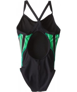 SPORT Girl's Phoenix Splice Diamondfit Swimsuit - Black/Green - C011EF3NX9F $49.39-Racing