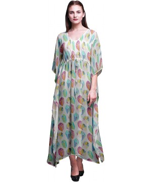 Beach Kaftan Bikini Cover up Women's Maxi Dress Long Caftan Summer Kimono - White - C618SYT68HT $30.60-Cover-Ups