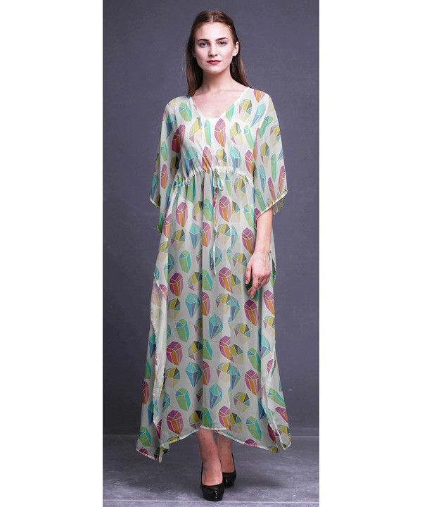 Beach Kaftan Bikini Cover up Women's Maxi Dress Long Caftan Summer Kimono - White - C618SYT68HT $30.60-Cover-Ups