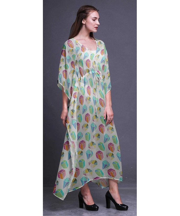 Beach Kaftan Bikini Cover up Women's Maxi Dress Long Caftan Summer Kimono - White - C618SYT68HT $30.60-Cover-Ups