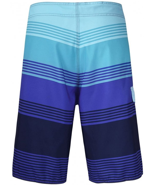 Men's Quick Dry Wave Pattern with Mesh Lining Board Shorts - Blue Striped - C612EYYXL1T $18.62-Board Shorts