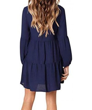 Dresses for Women Casual Fall Women Summer Tunic Dress V Neck 3/4 Sleeve Casual Loose Flowy Swing Shift Dresses Z3 blue - CE1...