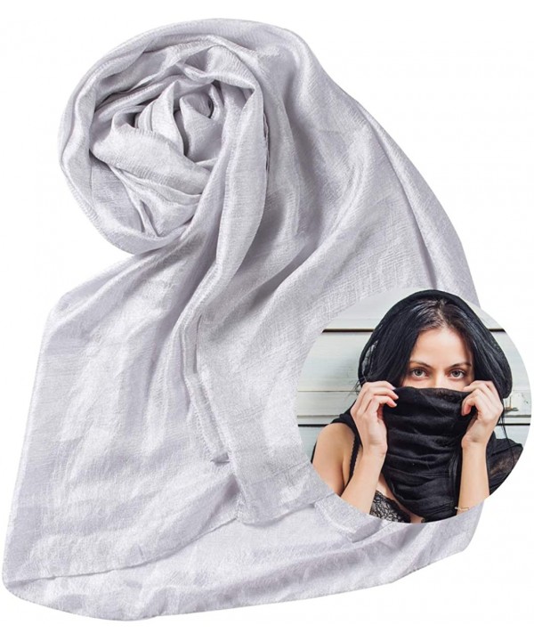 Womens Scarf Shawl Fashion Lightweight Soft Large Swim Cover up Thin Scarf Head Wrap - 00 Silver - CF18I8DZDL7 $12.22-Cover-Ups