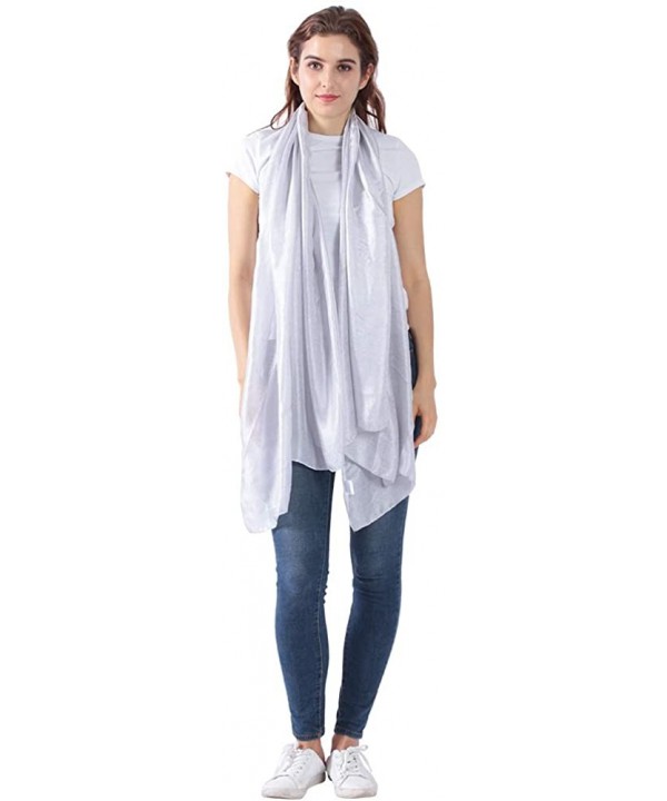 Womens Scarf Shawl Fashion Lightweight Soft Large Swim Cover up Thin Scarf Head Wrap - 00 Silver - CF18I8DZDL7 $12.22-Cover-Ups