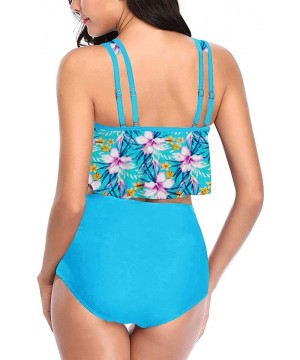 2020 Summer Swimsuits for Women Two Piece Bathing Suits Ruffled Flounce Top with High Waisted Bottom Bikini Set for Womens - ...