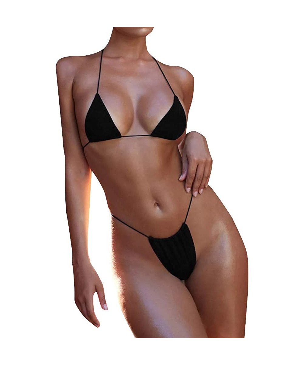 Swimwear for Womens- Summer Beach Bandeau Bandage Set Push-Up Brazilian Beachwear Tankini Bikini - Black - CH18O2HMHEC $11.06...