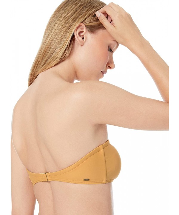 Women's Classic Surf Bandeau Bikini Top - Mustard - C918LR6MUIE $36.79-Tops