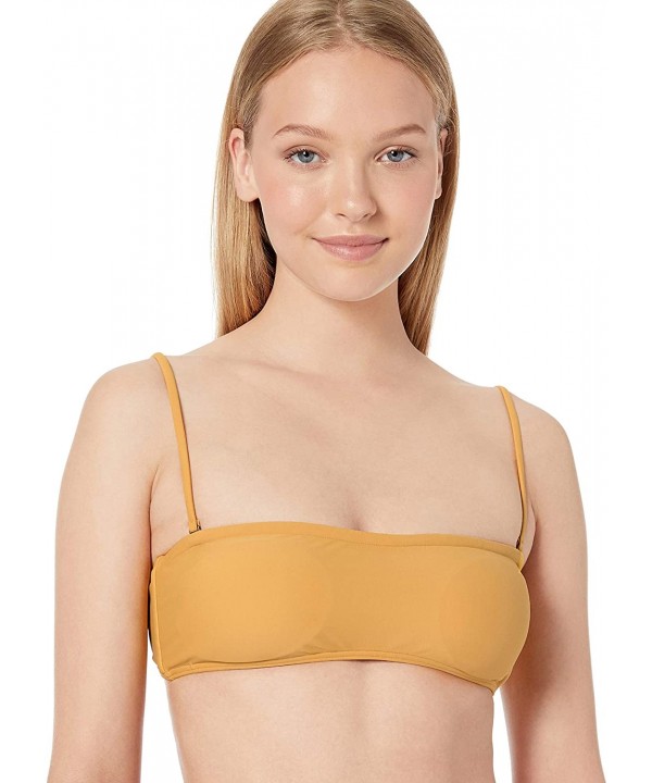 Women's Classic Surf Bandeau Bikini Top - Mustard - C918LR6MUIE $36.79-Tops