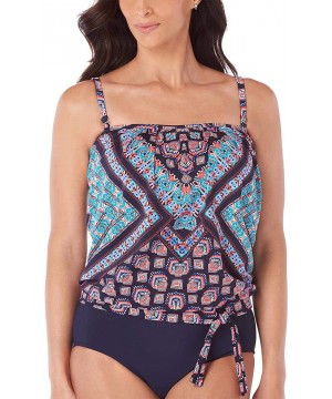 Womens Printed Side-Tie Tankini Swim Top - Multi - CN18Q4HO8XA $22.01-Tops