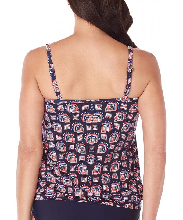 Womens Printed Side-Tie Tankini Swim Top - Multi - CN18Q4HO8XA $22.01-Tops