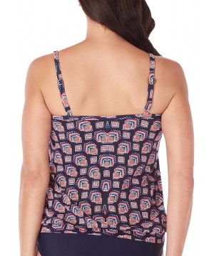 Womens Printed Side-Tie Tankini Swim Top - Multi - CN18Q4HO8XA $22.01-Tops