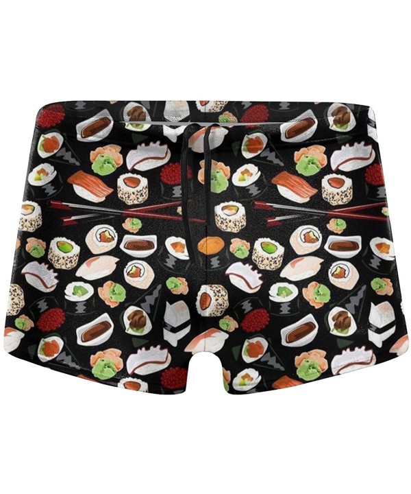 Men's Low Rise Swim Briefs Bulge Swim Trunks - Japanese Sushi Black - CH19C5KLGMX $19.79-Briefs