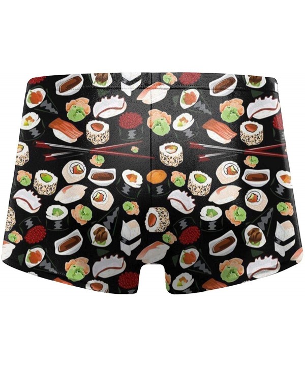 Men's Low Rise Swim Briefs Bulge Swim Trunks - Japanese Sushi Black - CH19C5KLGMX $19.79-Briefs