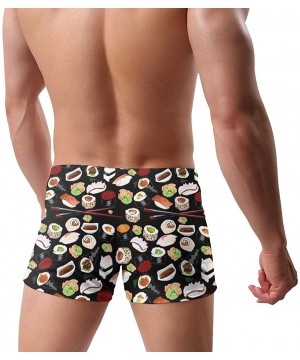 Men's Low Rise Swim Briefs Bulge Swim Trunks - Japanese Sushi Black - CH19C5KLGMX $19.79-Briefs