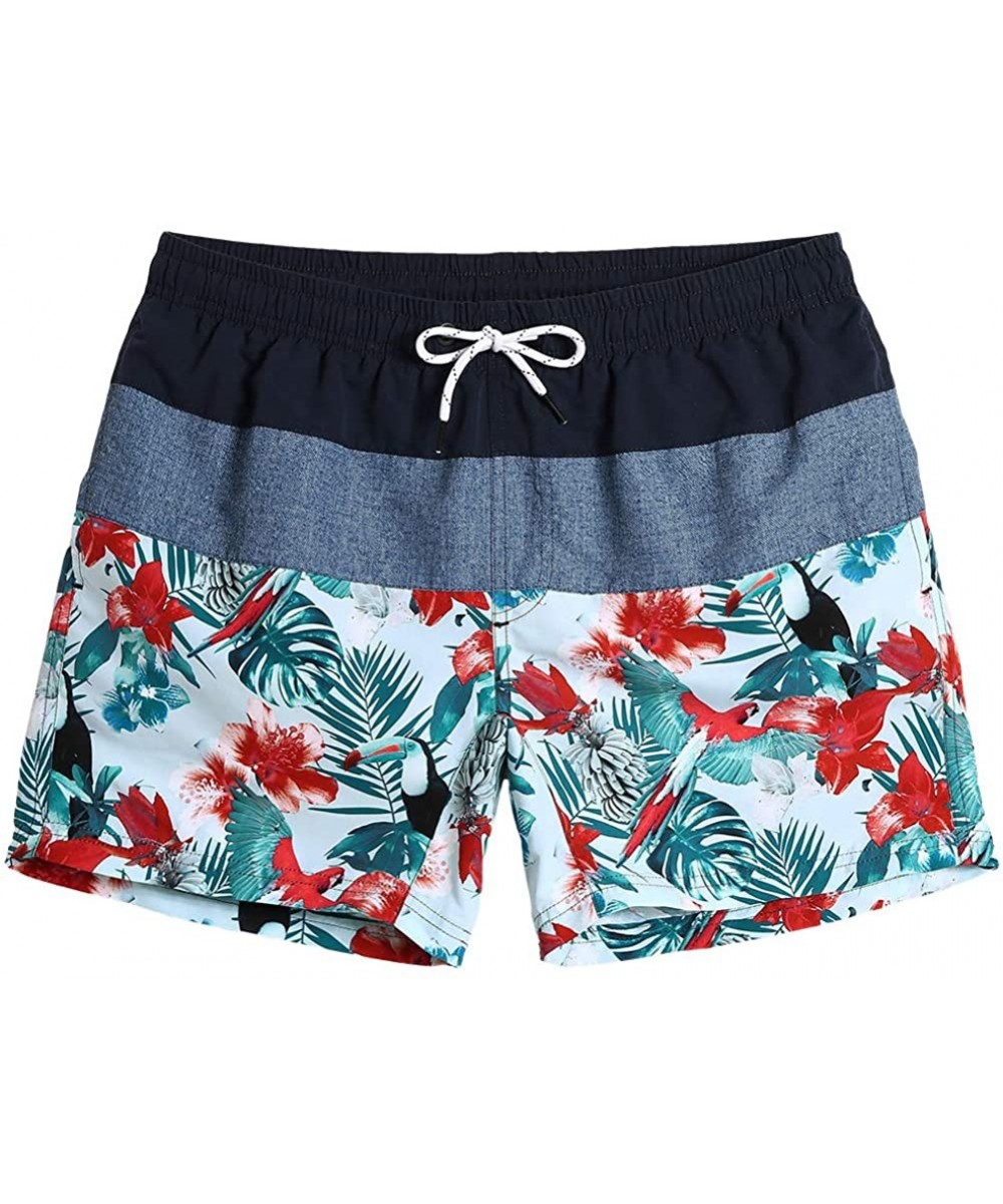 7" Swim Shorts Mens Quick Dry Swim Trunks with Mesh Lining Teen Funny Print Swimwear Swimsuit - Summer Parrot - C818NN6I55X $...