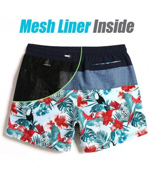 7" Swim Shorts Mens Quick Dry Swim Trunks with Mesh Lining Teen Funny Print Swimwear Swimsuit - Summer Parrot - C818NN6I55X $...