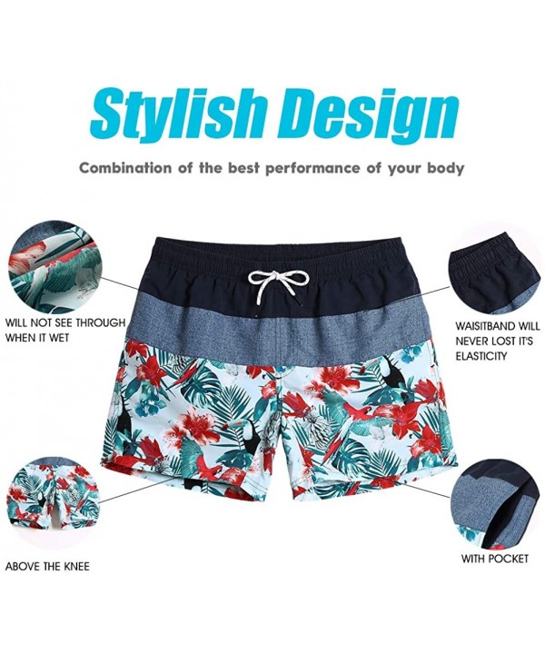 7" Swim Shorts Mens Quick Dry Swim Trunks with Mesh Lining Teen Funny Print Swimwear Swimsuit - Summer Parrot - C818NN6I55X $...