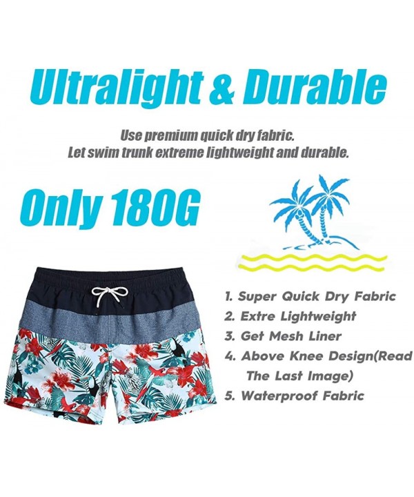 7" Swim Shorts Mens Quick Dry Swim Trunks with Mesh Lining Teen Funny Print Swimwear Swimsuit - Summer Parrot - C818NN6I55X $...